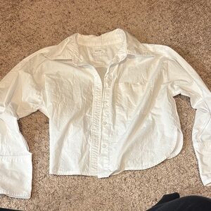 Cropped White Button-Up Shirt